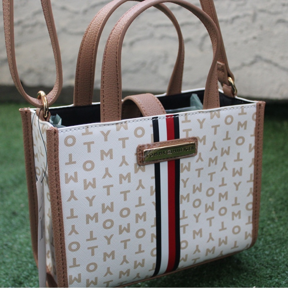 Tommy Hilfiger White and Tan Women's Bag